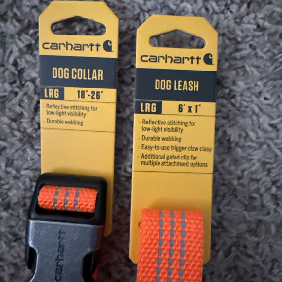NEW Carhartt Dog Leash 6'X 1" & Collar Large Neck 18"- 26" Orange Reflective - Picture 4 of 5